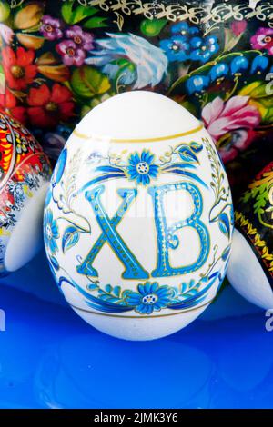 Colorful Russian traditional Easter eggs Stock Photo