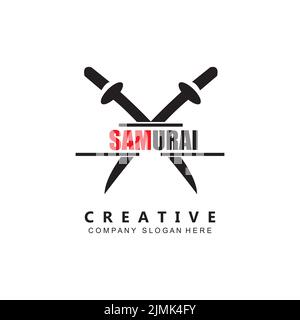 kung fu samurai fighting tools logo template vector icon Stock Vector