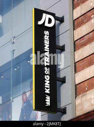 Sign and logo the front of a jd sports store in leeds city centre Stock Photo