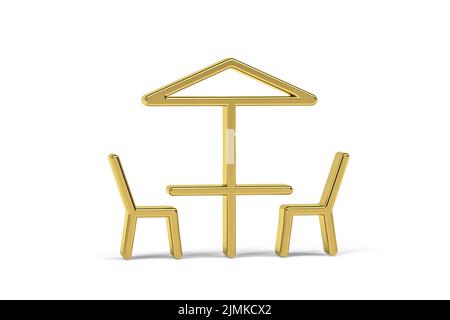 Golden 3d terrace icon isolated on white background - 3d render Stock Photo