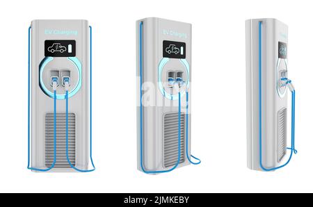 3d rendering group of EV charging stations or electric vehicle recharging stations Stock Photo