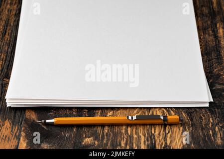 Blank paper with mechanical pencil Stock Photo