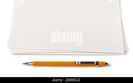 Blank paper with mechanical pencil Stock Photo