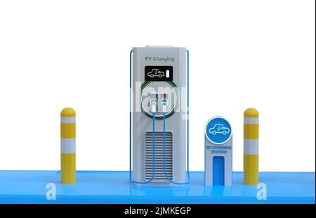 3d rendering group of EV charging stations or electric vehicle recharging stations Stock Photo