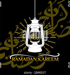 Traditional Lantern Lamp With Arabic Calligraphy Ramadan Kareem Translation ( Happy Ramadan ) Stock Vector