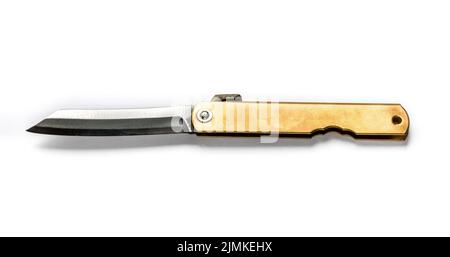 Traditional japanese pocket knife isolated on white background Stock Photo