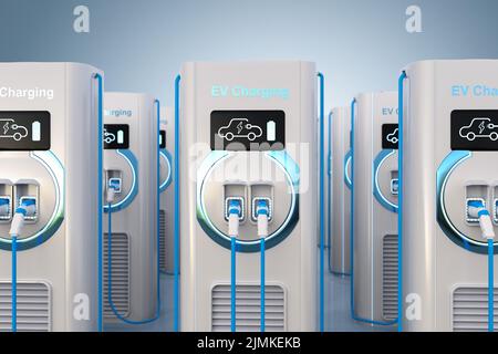 3d rendering group of EV charging stations or electric vehicle recharging stations Stock Photo