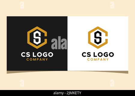 CS or SC logo letter initial, Hexagon Letter Logo Stock Vector