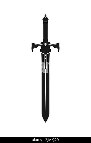 Medieval Sword Knight , Wariror Blade Silhouette logo design vector Stock Vector