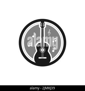 Classical Acoustic Guitar Logo With Tone Icon Design Inspiration Stock Vector