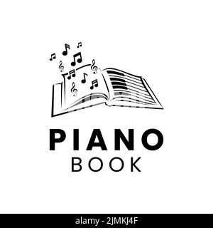 Book Tone and Piano keys Musical Instrument logo design Stock Vector