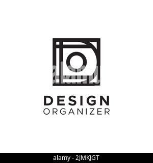 Initial D O logo design ising circle and square Stock Vector