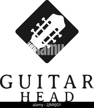 Acoustic Guitar Head Logo Design Stock Vector