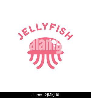 Cute Jellyfish Cartoon logo design Stock Vector