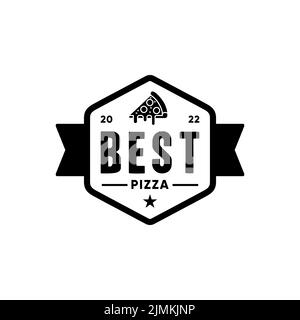 Simple retro pizza label vector logo design Stock Vector