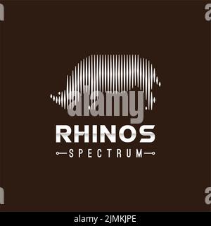 Rhino rhinoceros and Digital Wave Sound Spectrum logo design inspiration Stock Vector