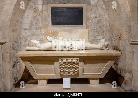 The  crypt of the collégiale Notre-Dame et Saint-Laurent in Eu was the burial place of Saint Laurent O'Toole and the Counts of Eu, Normandy Stock Photo