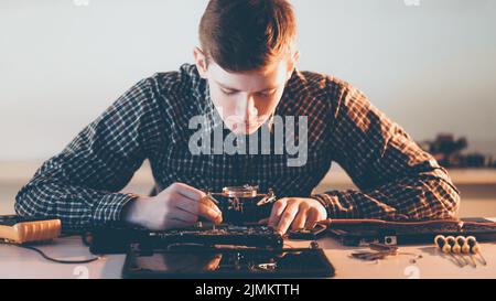 electronic science computer diagnostics engineer Stock Photo