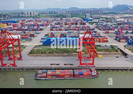 Aerial photo shows the Longtan Port in Nanjing City, east China's ...