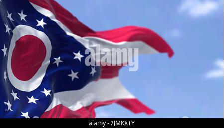 The US state flag of Ohio waving in the wind Stock Photo