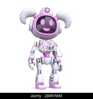Cute pink girl robot medical doctor 3D Stock Photo