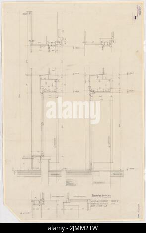 Poelzig Hans (1869-1936), I.G.-colors in Frankfurt/Main. Administration building (1928-1931): farm building: page A window cut, door cut 1:10. Pencil on transparent, 95.1 x 62 cm (including scan edges) Stock Photo