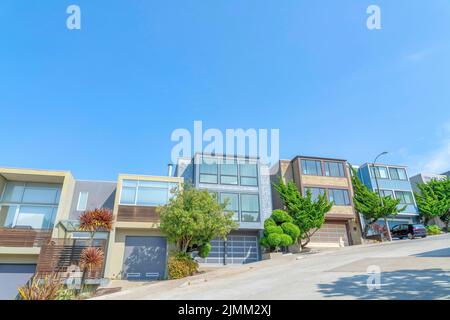 Garage doors on a sloped area in San Francisco, California Stock Photo ...