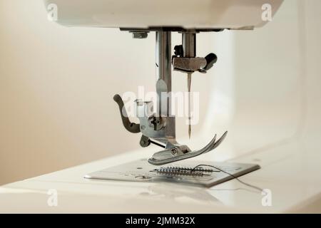 Front view sewing machine with needle Stock Photo