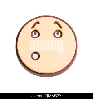 Whistling smiley face 3d illustration. Cartoon character isolated on white background. Stock Photo