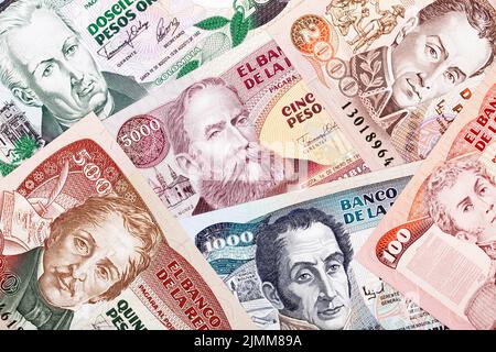 Colombian money, a business background Stock Photo