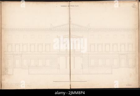 Böckmann Wilhelm (1832-1902), palace-like house in Berlin. Schinkel competition 1858 (11,1860): Riss back view; Scale bar. Ink on cardboard, supplemented with pencil, 65.3 x 101.6 cm (including scan edges) Stock Photo