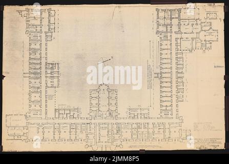 Mohr & Weidner, Evangelical Deaconess Hospital in Bethanien in Berlin-Kreuzberg. Main building (12.1942): floor plan KG 1: 100. Pencil over light break on paper, 104.9 x 156.1 cm (including scan edges) Stock Photo