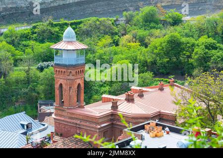 Houses and mosque tower in Old Town of Tbilisi, Republic of Georgia Stock Photo