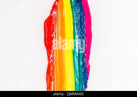 Rainbow oil paint brush strokes white background Stock Photo