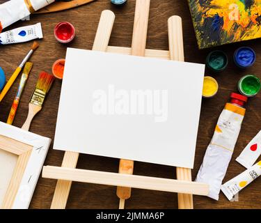 Easel copy space white canvas Stock Photo