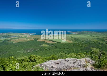 View of the Sozopol bay, the Black Sea and the surroundings from the mountain Stock Photo