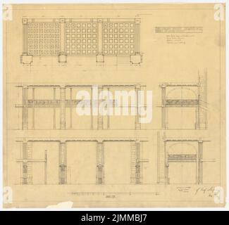 Messel Alfred (1853-1909), Wertheim, Leipziger Straße, Berlin. 2. Construction phase (April 14th), Großer atrium: wall views, 1:50, pencil on transparent, TU UB Plan collection inv. No. 12643 Stock Photo