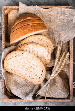 Top view homemade slices bread wheat Stock Photo