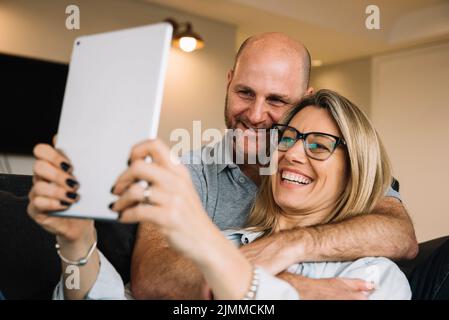 Couple love using tablet Stock Photo