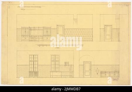 Messel Alfred (1853-1909), Gutshaus Mendelsohn-Bartholdy in Börnicke near Bernau. Conversion (1904-1904), wall views of the kitchen 1:25, pencil on transparent, TU UB Plan collection inv. No. 13102 Stock Photo