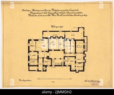 Messel Alfred (1853-1909), Villa Dr. Richard Schöne, Berlin-Grunewald (1907), floor plan UG, 1: 100, ink on transparent, TU UB Plan collection inv. No. 13163 Stock Photo