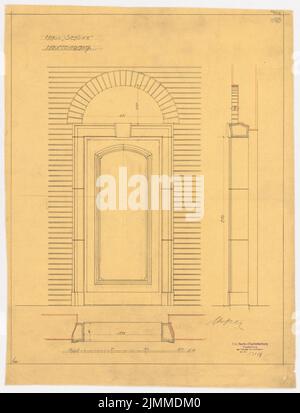 Messel Alfred (1853-1909), Villa Dr. Richard Schöne, Berlin-Grunewald (1907), main entrance, 1:10, pencil on transparent, TU UB Plan collection inv. No. 13184 Stock Photo