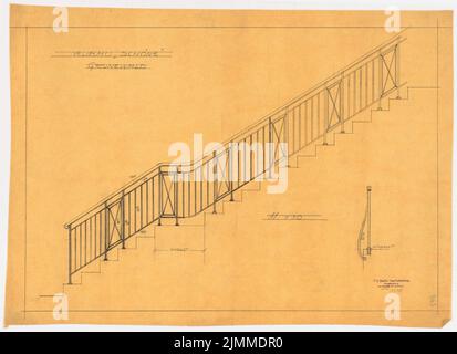 Messel Alfred (1853-1909), Villa Dr. Richard Schöne, Berlin-Grunewald (1907), railing basement stairs, 1:10, pencil on transparent, TU UB Plan collection inv. No. 13188 Stock Photo