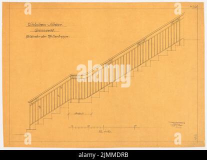 Messel Alfred (1853-1909), Villa Dr. Richard Schöne, Berlin-Grunewald (1907), railing basement stairs, 1:10, pencil on transparent, TU UB Plan collection inv. No. 13189 Stock Photo