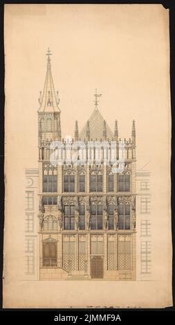 Lehmmübner Paul (1855-1916), town hall in Wesel (without a year): View. Pencil and ink watercolor on the box, 160.6 x 90.1 cm (including scan edges) Stock Photo