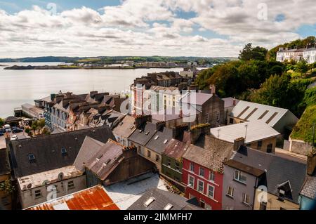 Seaport town of Cobh and Cork Harbor in Ireland. Stock Photo