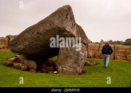 Brownshill Dolmen is reputed to have the heaviest capstone in Europe, County Carlow, Ireland. Stock Photo