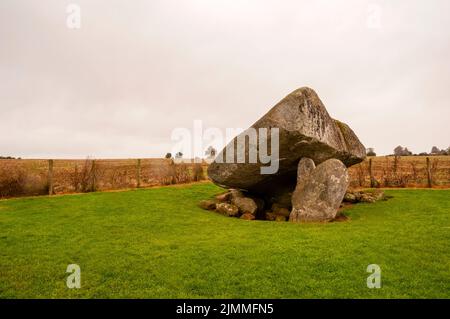 Brownshill Dolmen is reputed to have the heaviest capstone in Europe, County Carlow, Ireland. Stock Photo