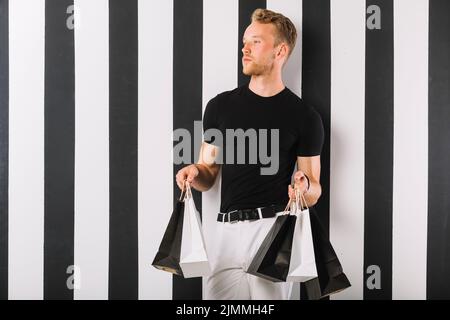 Front view adult man looking away Stock Photo
