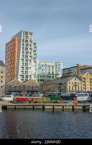 A view of apartments and offices in Dublin docklands district Stock Photo